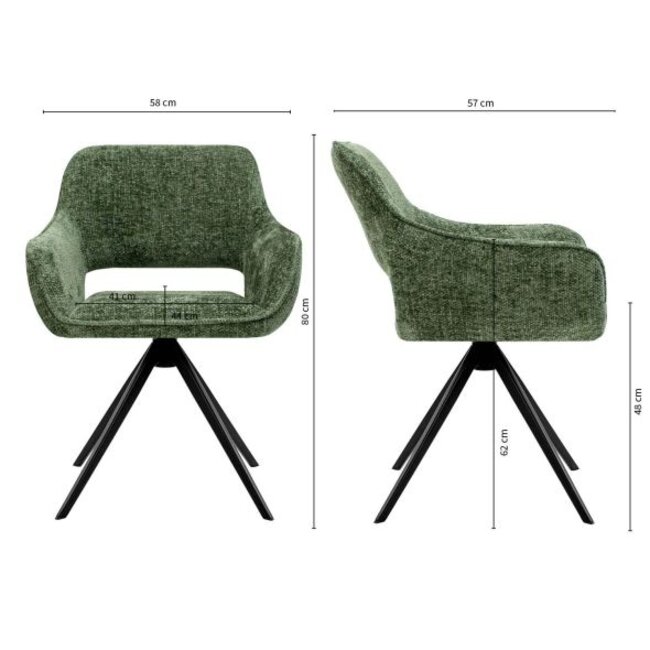 Kick Collection Eetkamerstoel -  Nori - Groen