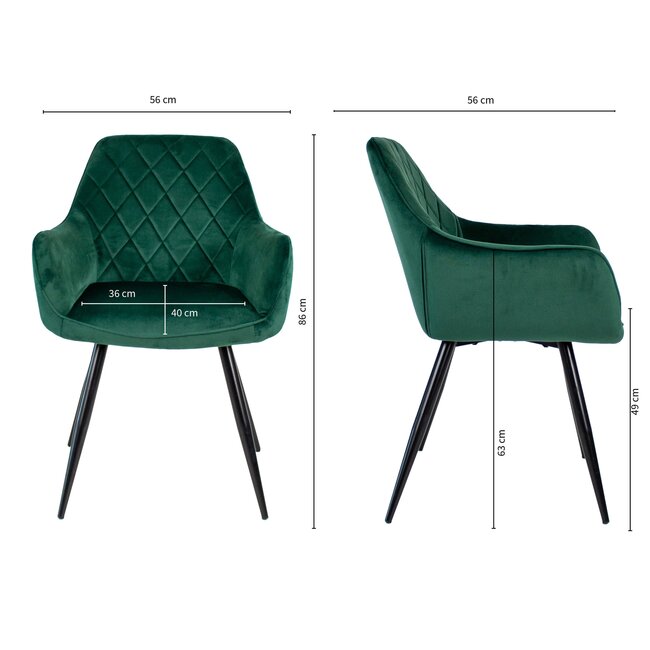 Kick Collection Eetkamerstoel Monza - Donkergroen