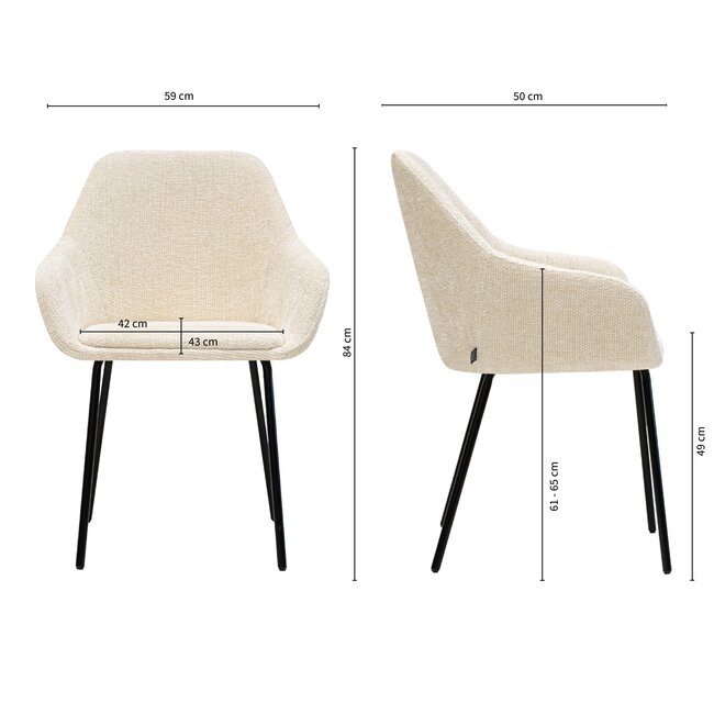 Kick Collection Eetkamerstoel Odin - Creme