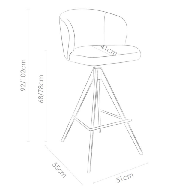 Hippestoelen  Barkruk Lusso - Oasis Naturel 01 I 65cm