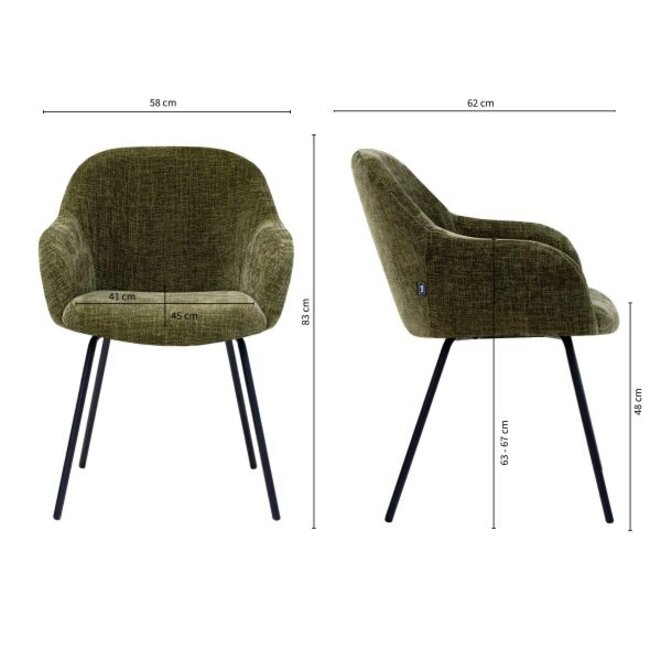 Kick Collection Eetkamerstoel Arda - groen