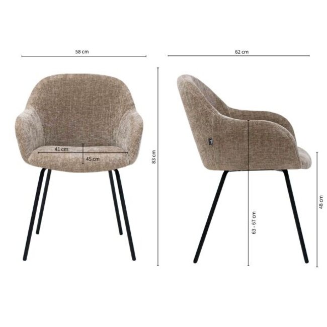 Kick Collection Eetkamerstoel Arda - Taupe