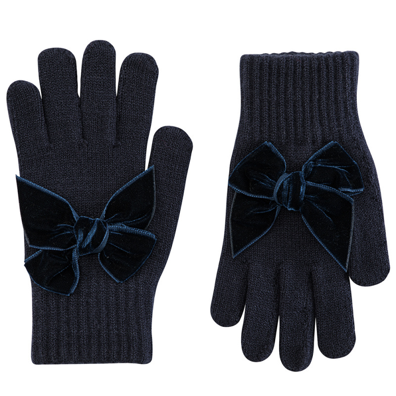 programma Regenachtig merknaam Condor| navy handschoenen met velvet strik - Bows & Rascals