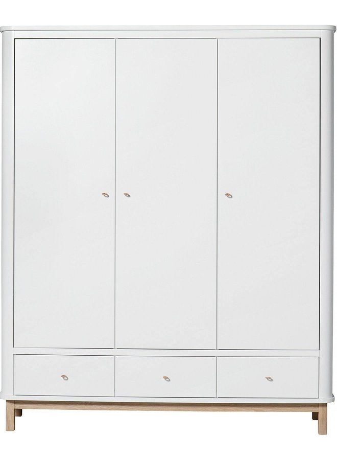 Oliver Furniture Wardrobe 3 doors, white/oak
