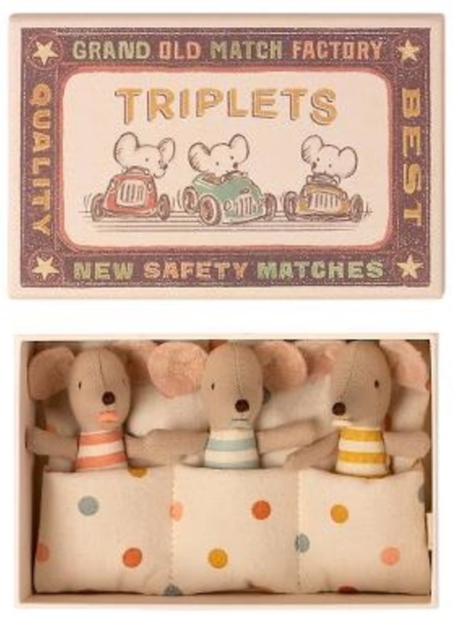 Maileg - Triplets, baby mice in matchbox