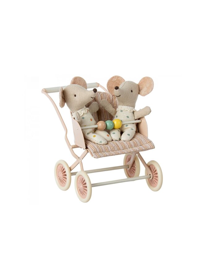 Maileg - Stroller rose, baby mice