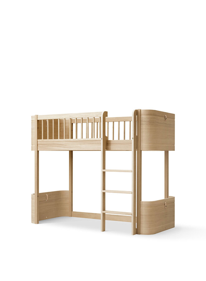 Wood Mini+ low loft bed oak