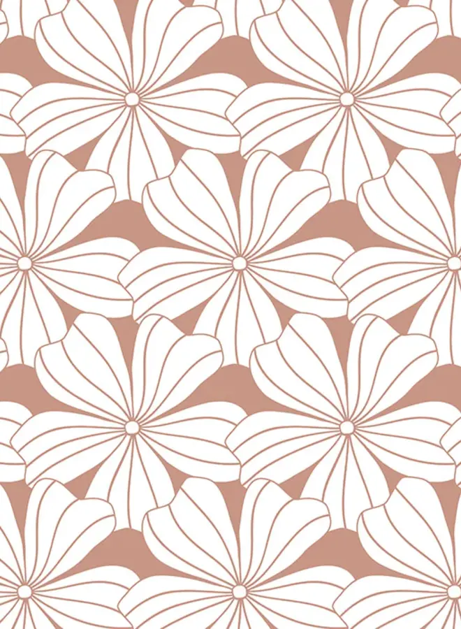 Hoeslaken flowers terracotta pink , 60X120