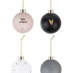 Zusss Kerstballen - Set van 4 - Antracietgrijs/Zand/Crème/Zwart