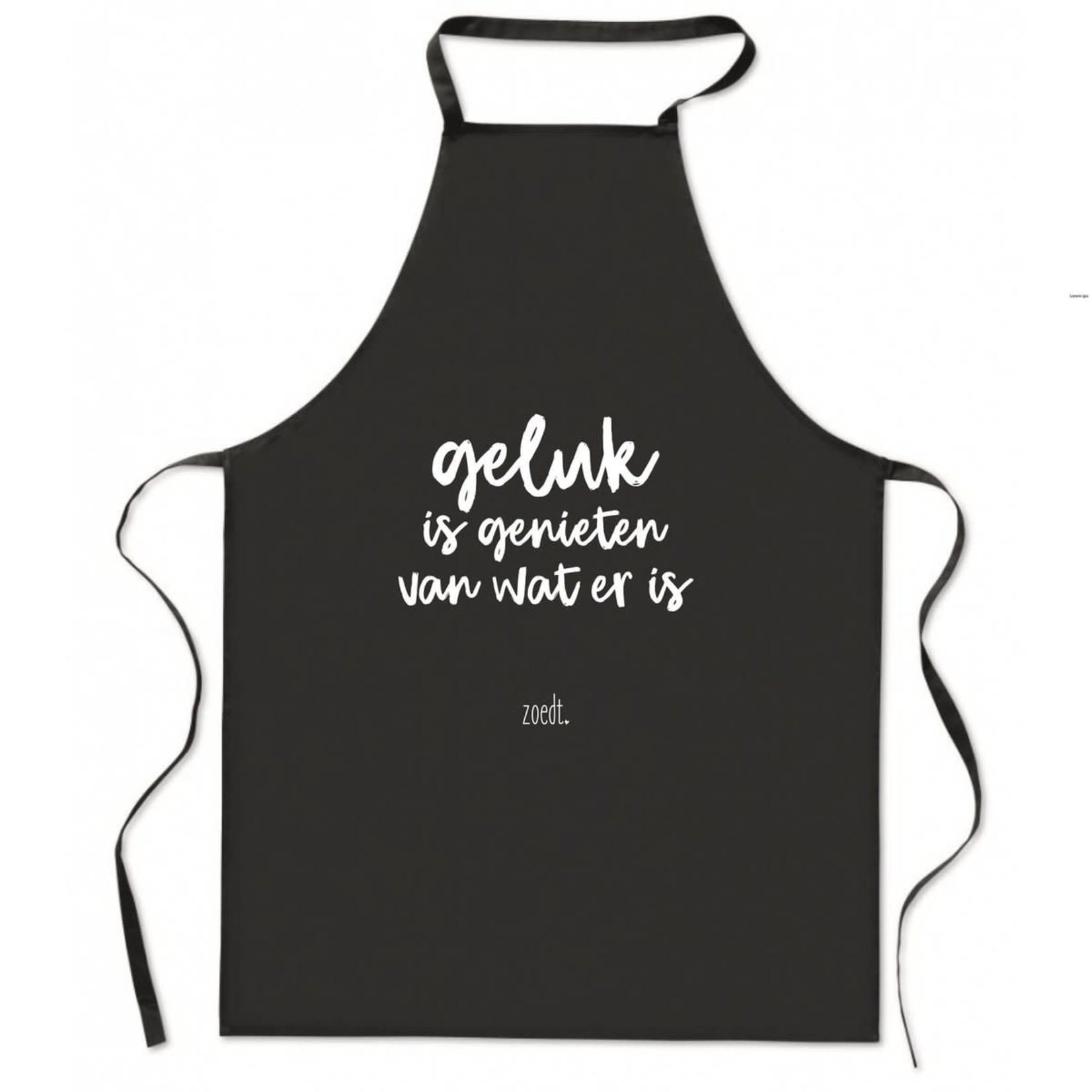 Zoedt Keukenschort "Geluk is genieten..." - Zwart