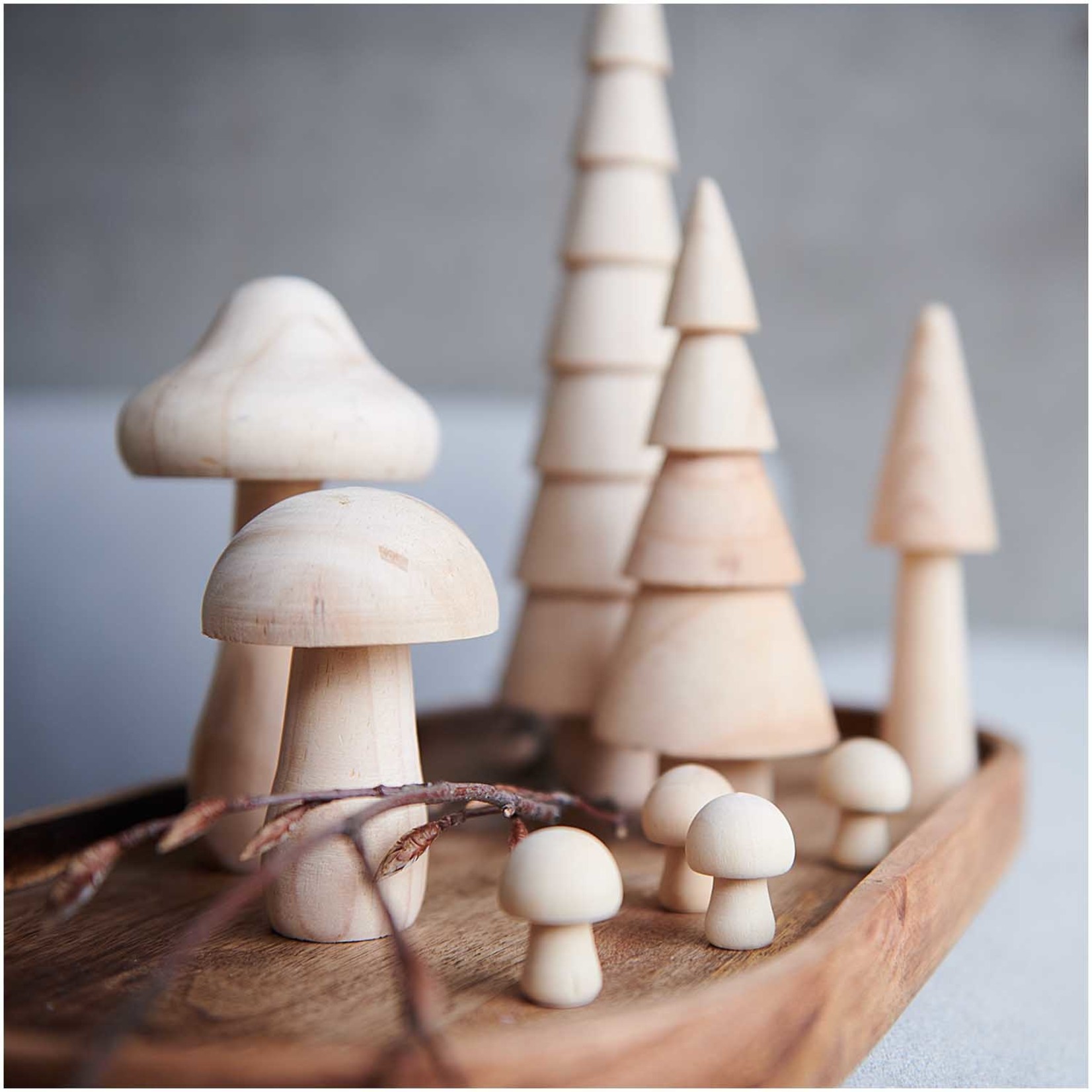 Mini paddenstoeltjes - Naturel - 2,3x3cm - Set van 6