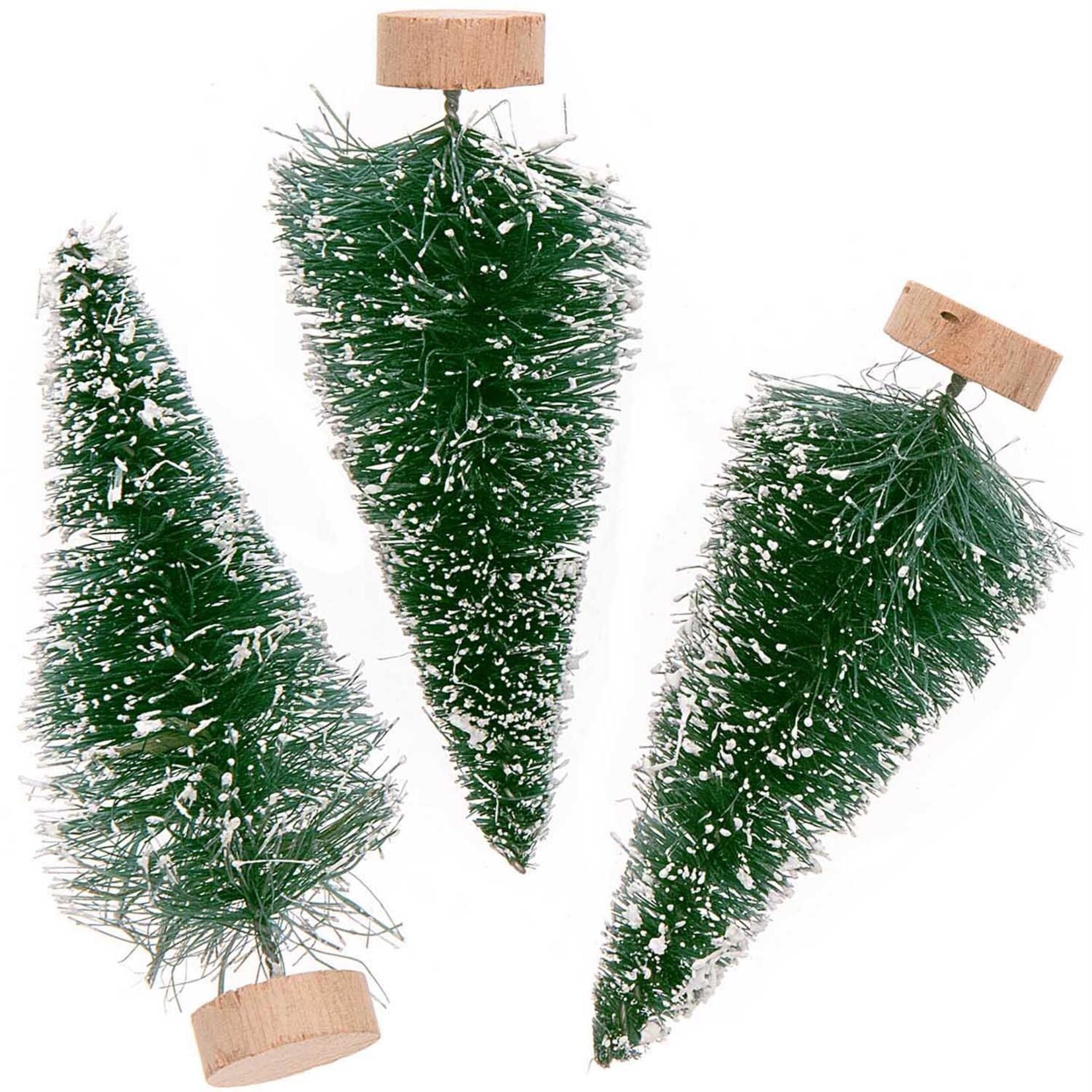Kerstboompje met sneeuw  - Groen - 7cm - 3 stuks