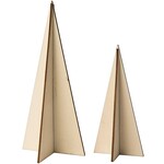 Kerstboom 3D  Modern - Hout - Naturel - Set van 2