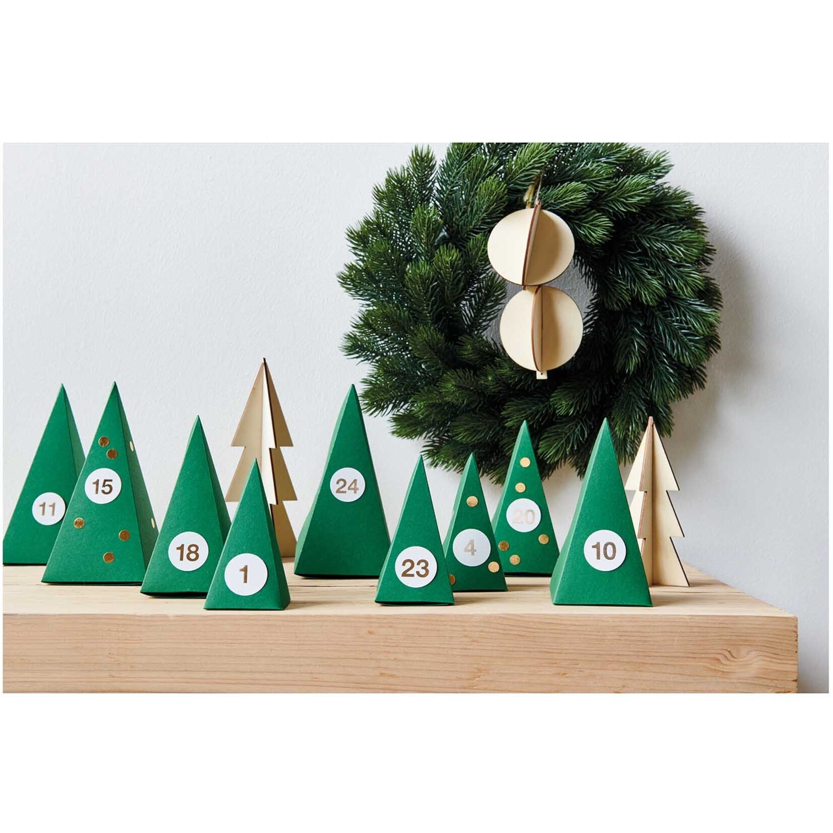 Adventkalender doosjes -Kerstboom - Groen - 24 stuks
