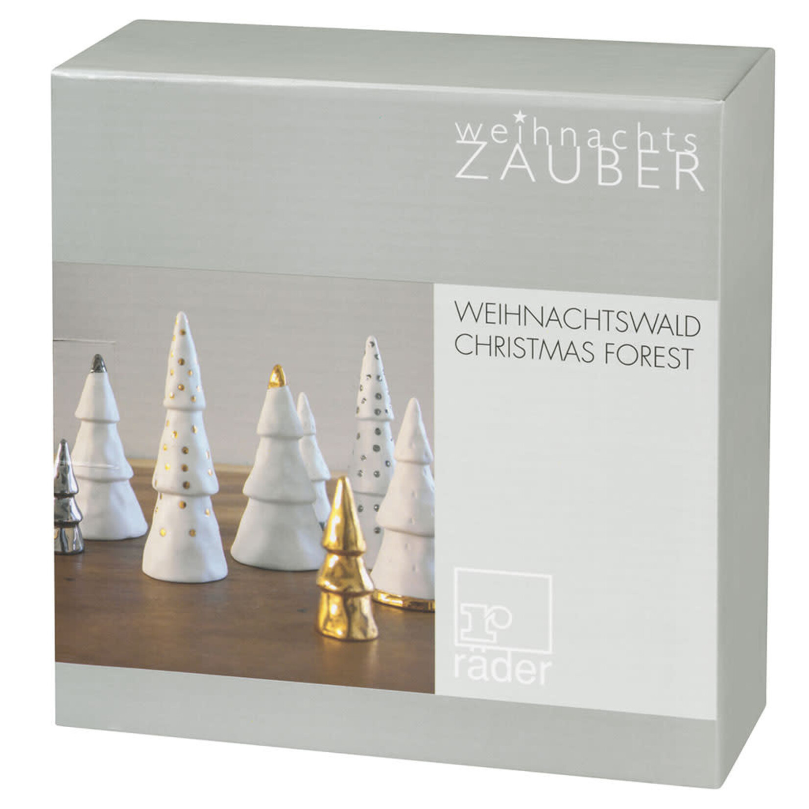 Räder Kerstbomen - Porselein - Set van 4 - Wit/Goud