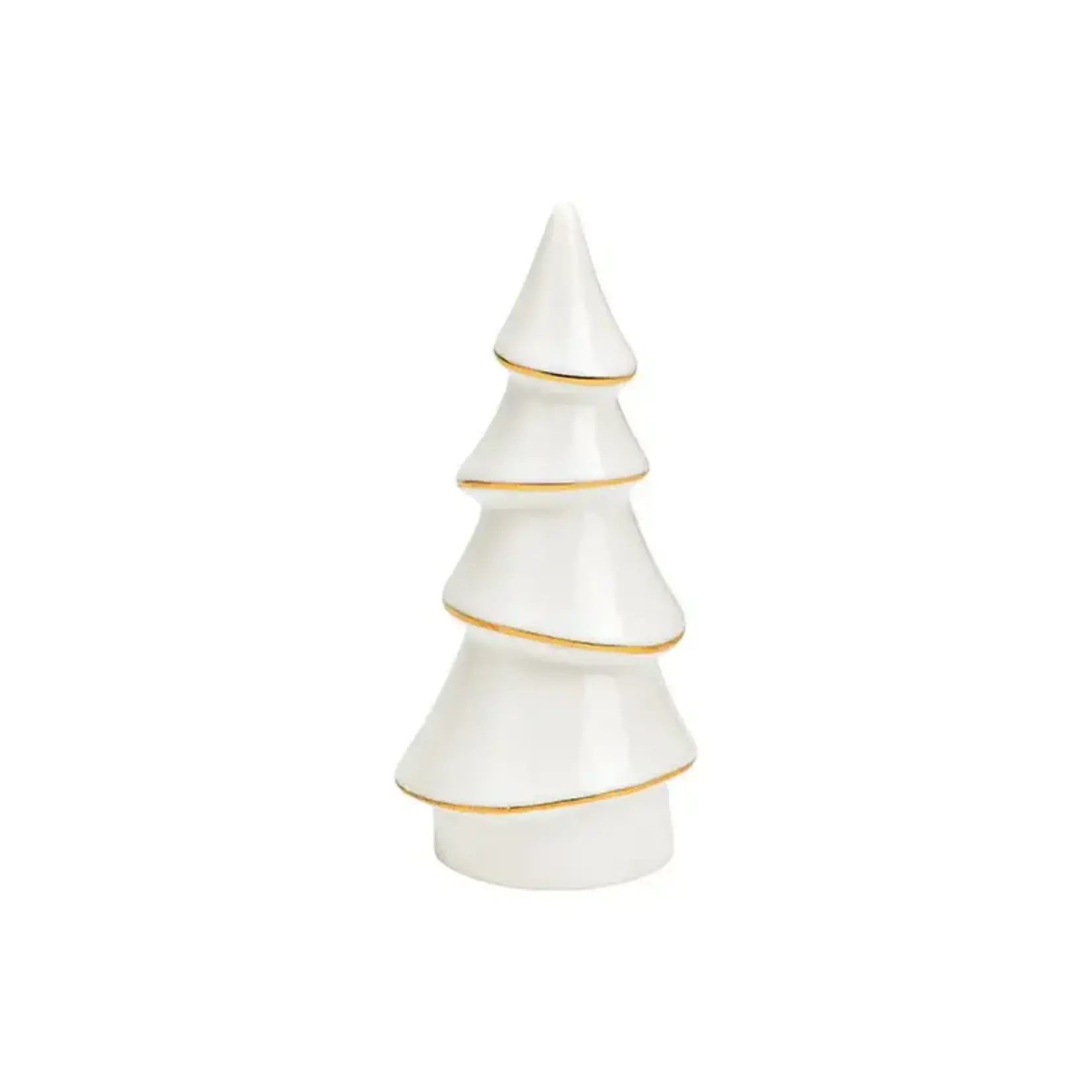 Kerstboom - Porselein - Wit/Goud - Klein Ø5x10cm