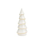 Kerstboom - Porselein - Wit/Goud - Groot Ø6x16cm