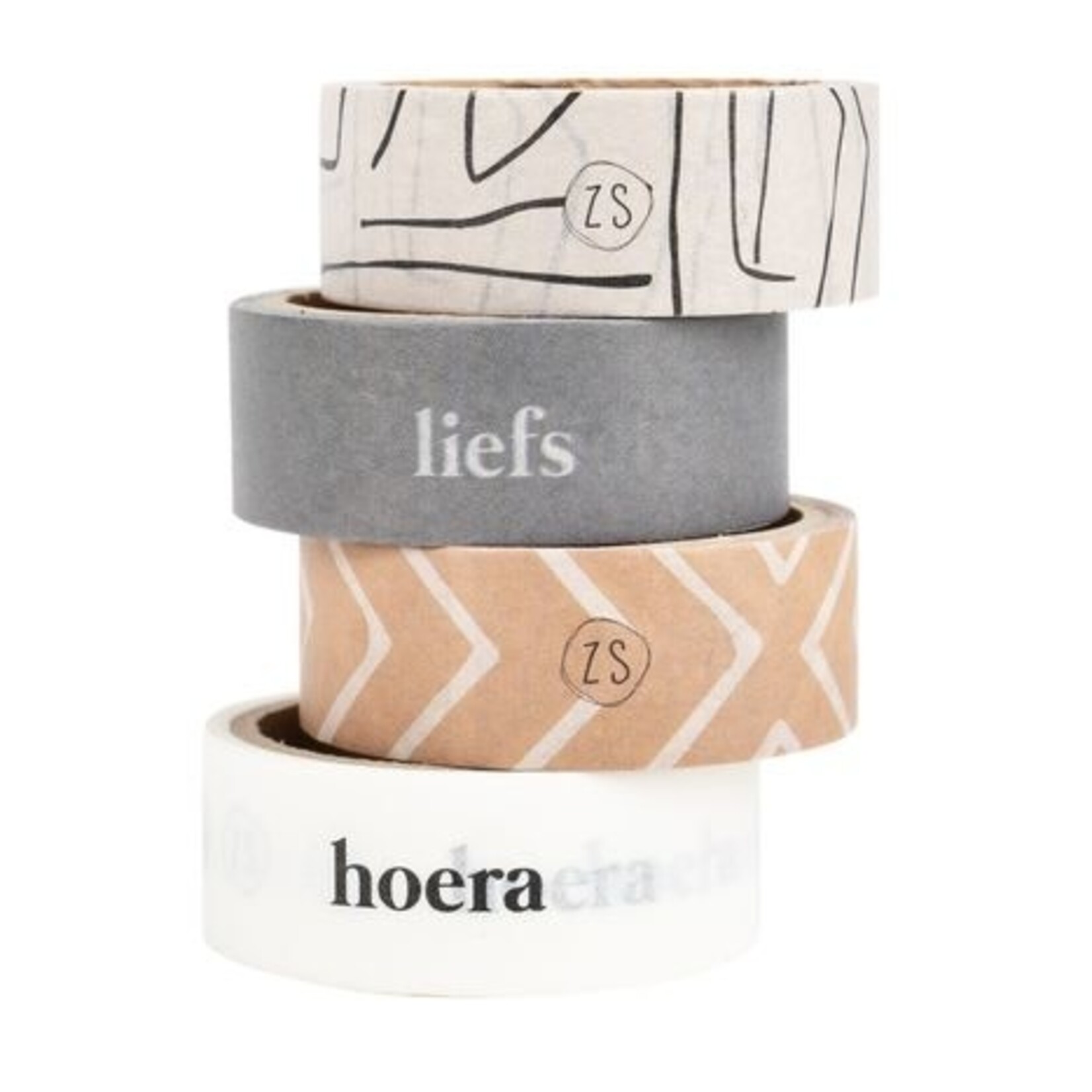 Zusss Washi-tape - Liefs/Hoera - 4 rollen