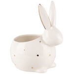 Dekoratief Potje met stipjes "Bunny" - Porselein - Wit/Goud - 11x8x12cm