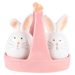 Dekoratief Peper&Zout stel "Bunnies" - Keramiek - Wit/Roze - 13x8x12cm