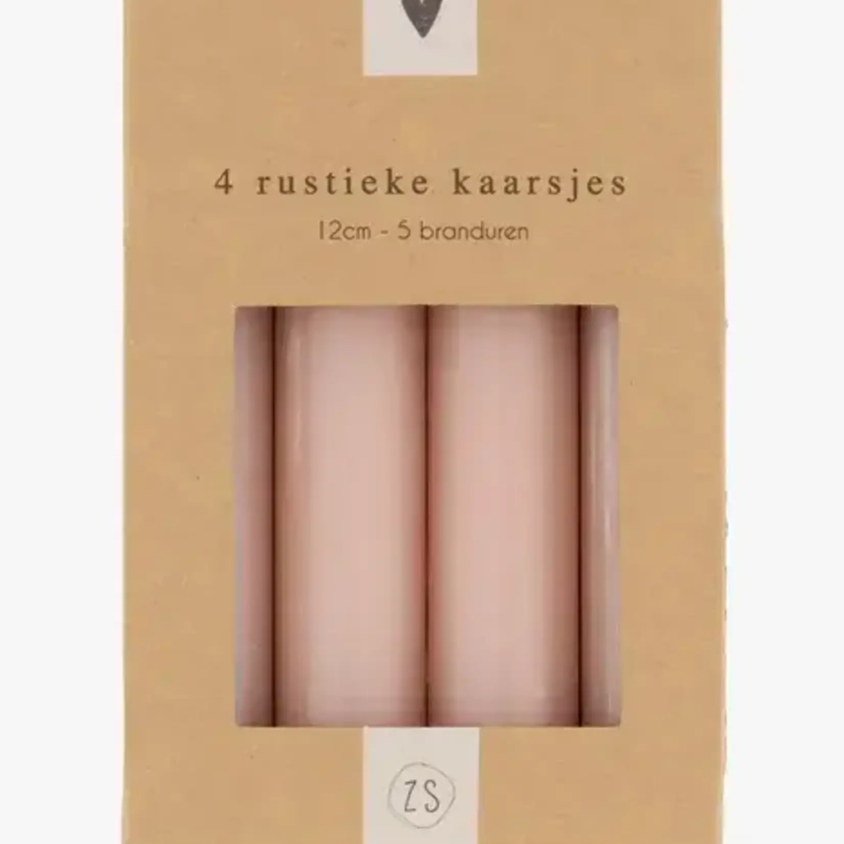 Zusss Rustieke kaarsen  in een doos  - Terra roze - 12cm