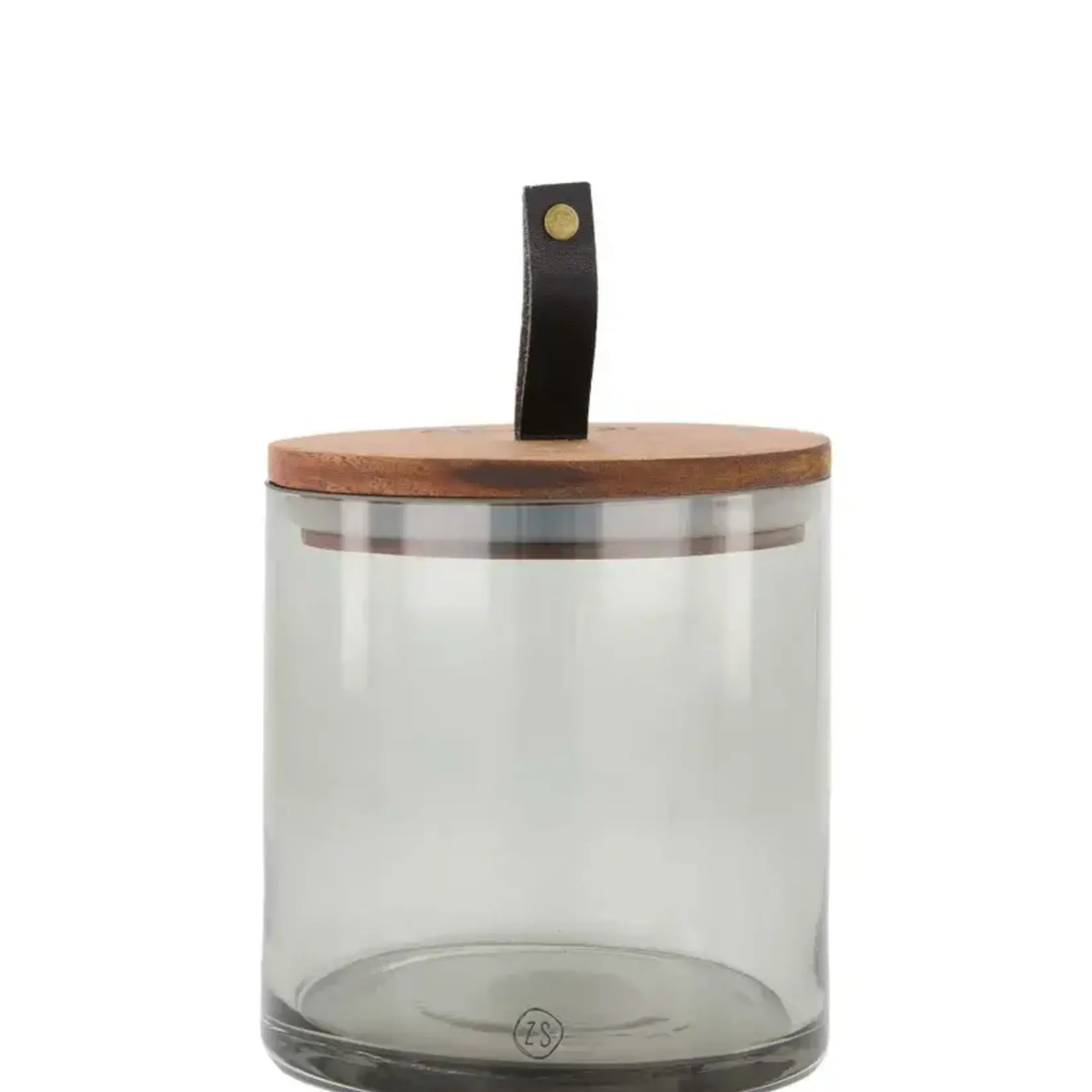Zusss Voorraadpot met houten deksel - "Lievelings" - Glas - Naturel - Ø12x14,5cm