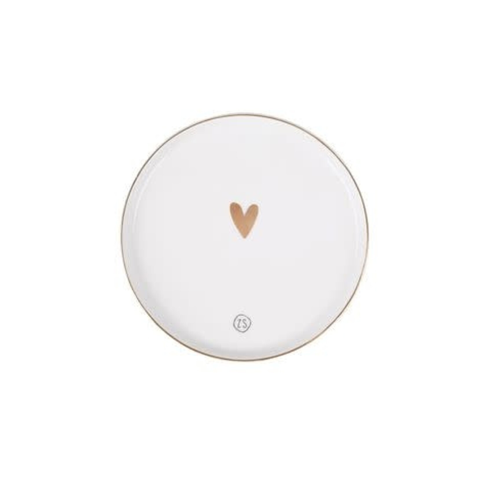 Zusss Gebaksbordje - Hartje - Keramiek - Wit/Goud - Ø14,5 x 1,5cm