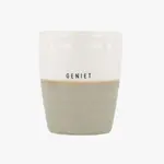 Zusss Koffiemok - "Geniet" - Wit/Zand - Ø7,5x8,5cm