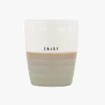 Zusss Koffiemok - "Enjoy" - Wit/Zand - Ø7,5x8,5cm