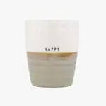 Zusss Koffiemok - "Happy" - Wit/Zand - Ø7,5x8,5cm