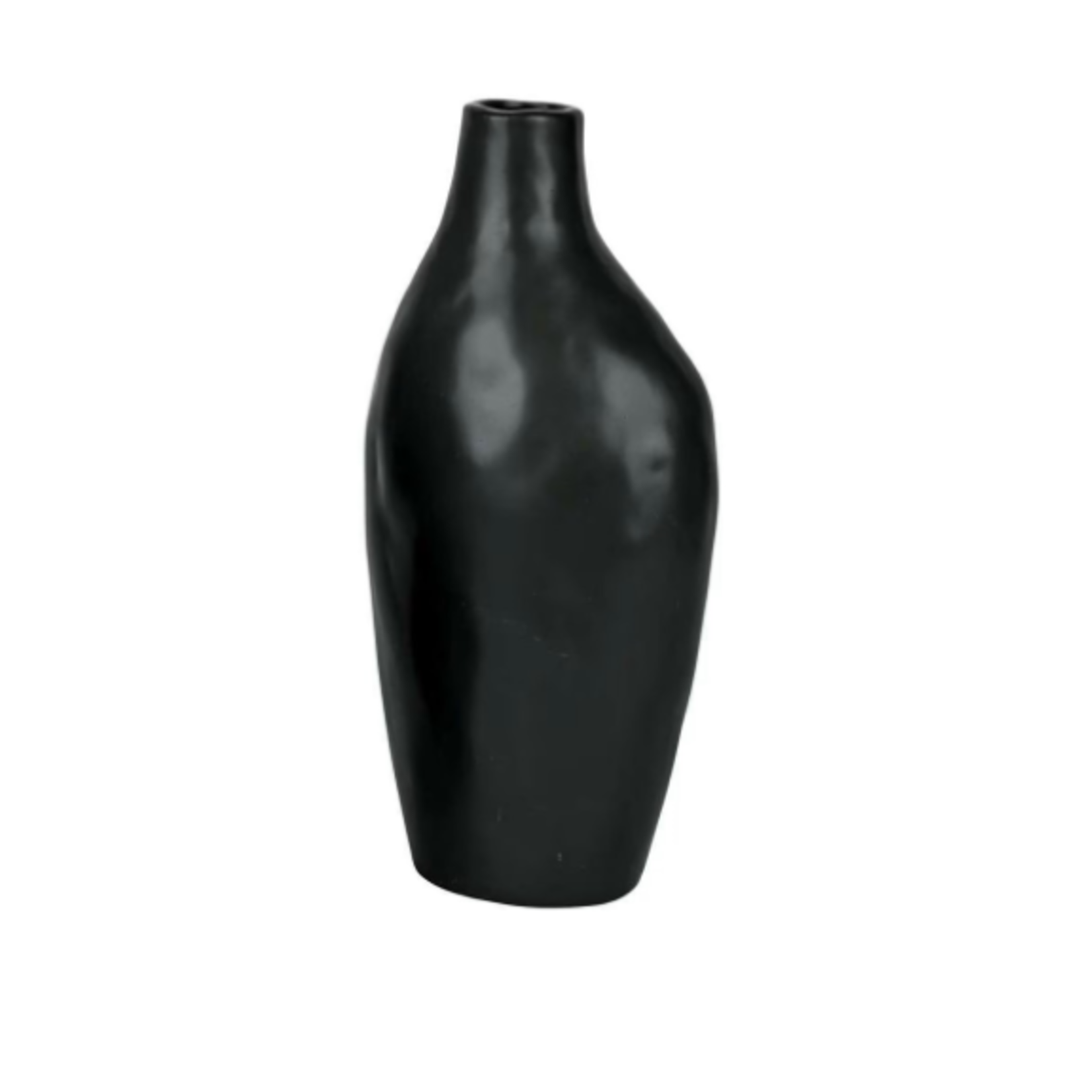 Vaas gebogen  -Keramiek - Zwart mat - 30 cm