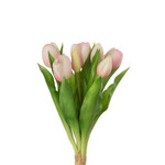 Kunstbloem - Tulpen - Wit/Roze - 7 stuks