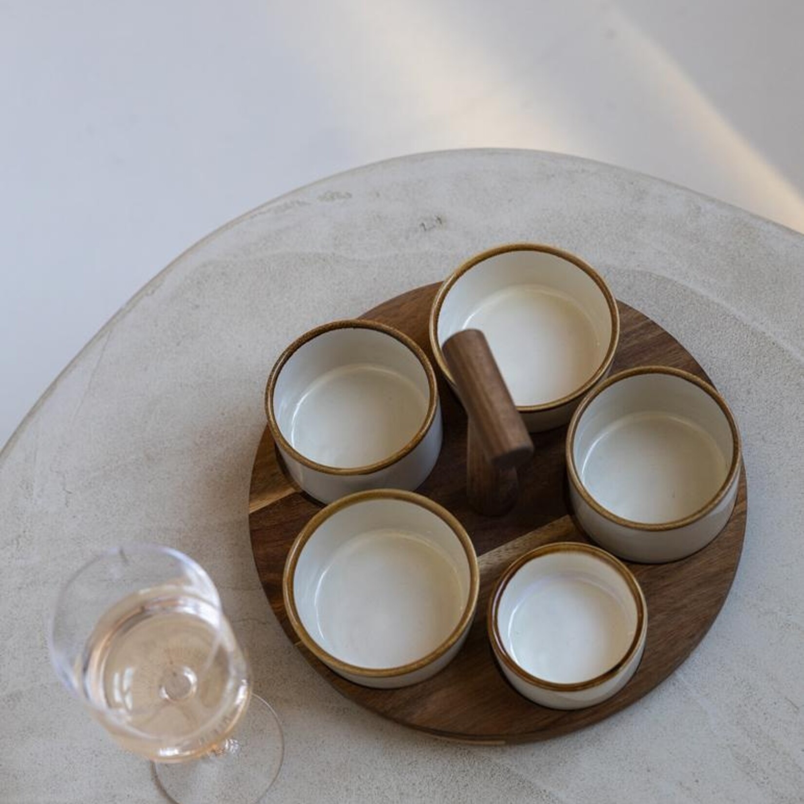 Serveerplank met schaaltjes - Bits & Bites - Beige - Groot