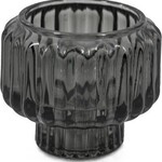Theelichthouder/Kandelaar - Glas - Antraciet - Ø7,5x6cm