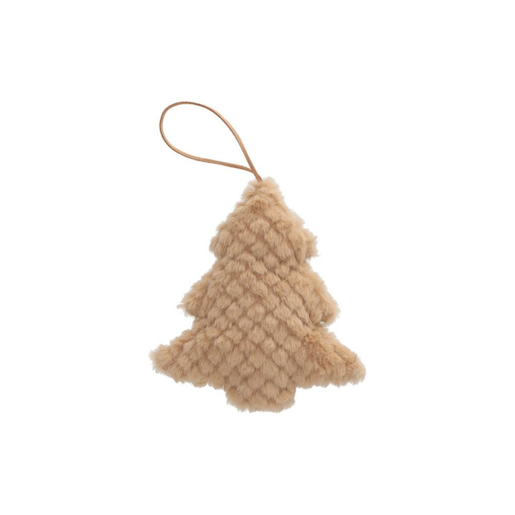 Hangertje Fluffy - Kerstboom - Stof - Beige - 13 x 4 x 15 cm