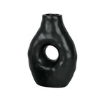 Vaas met gat - Keramiek - Zwart mat - 16x9x25cm