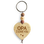 Miko Sleutelhanger "Opa I love you" - Hout - Naturel