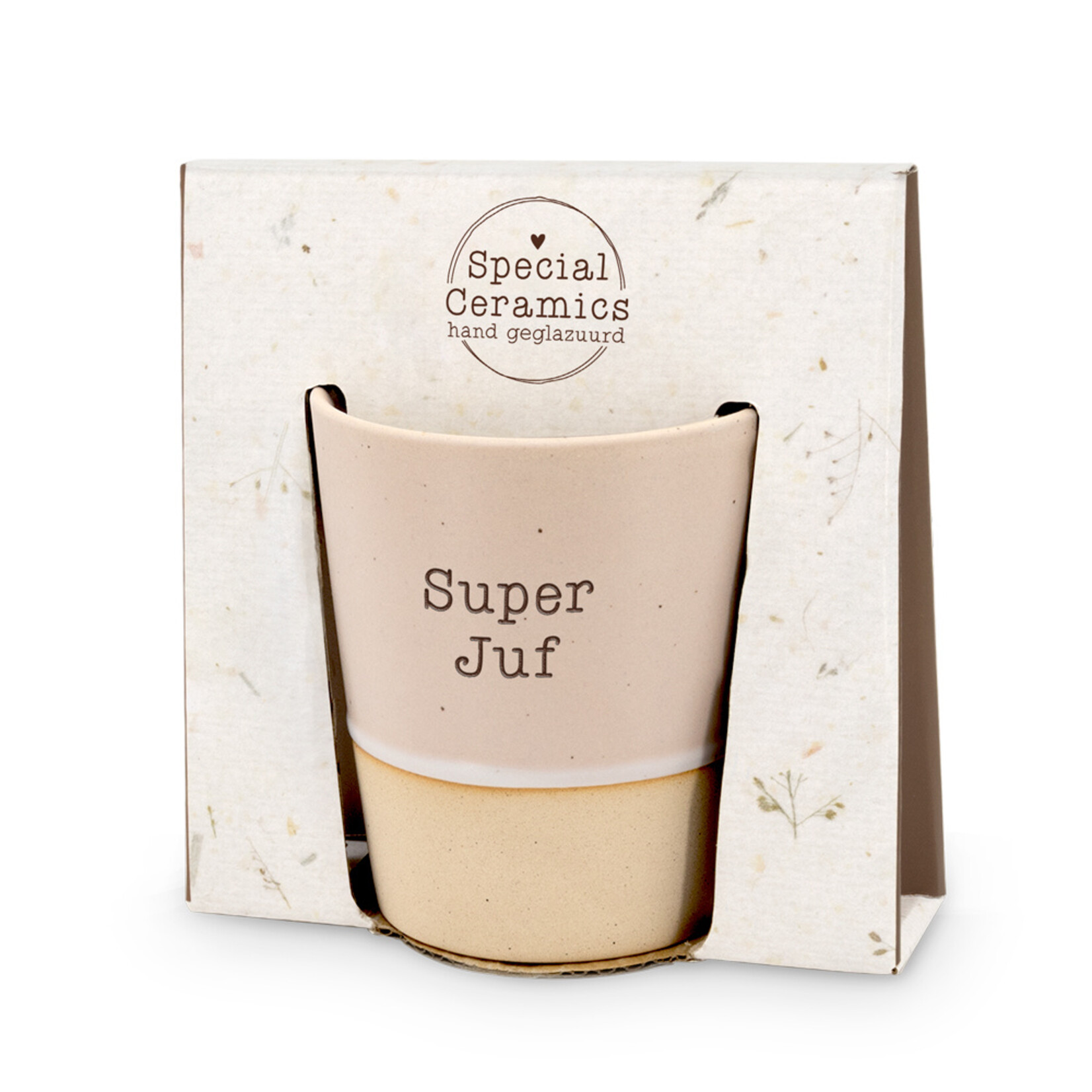 Miko Mok "Super juf" - Keramiek - Roze/Beige