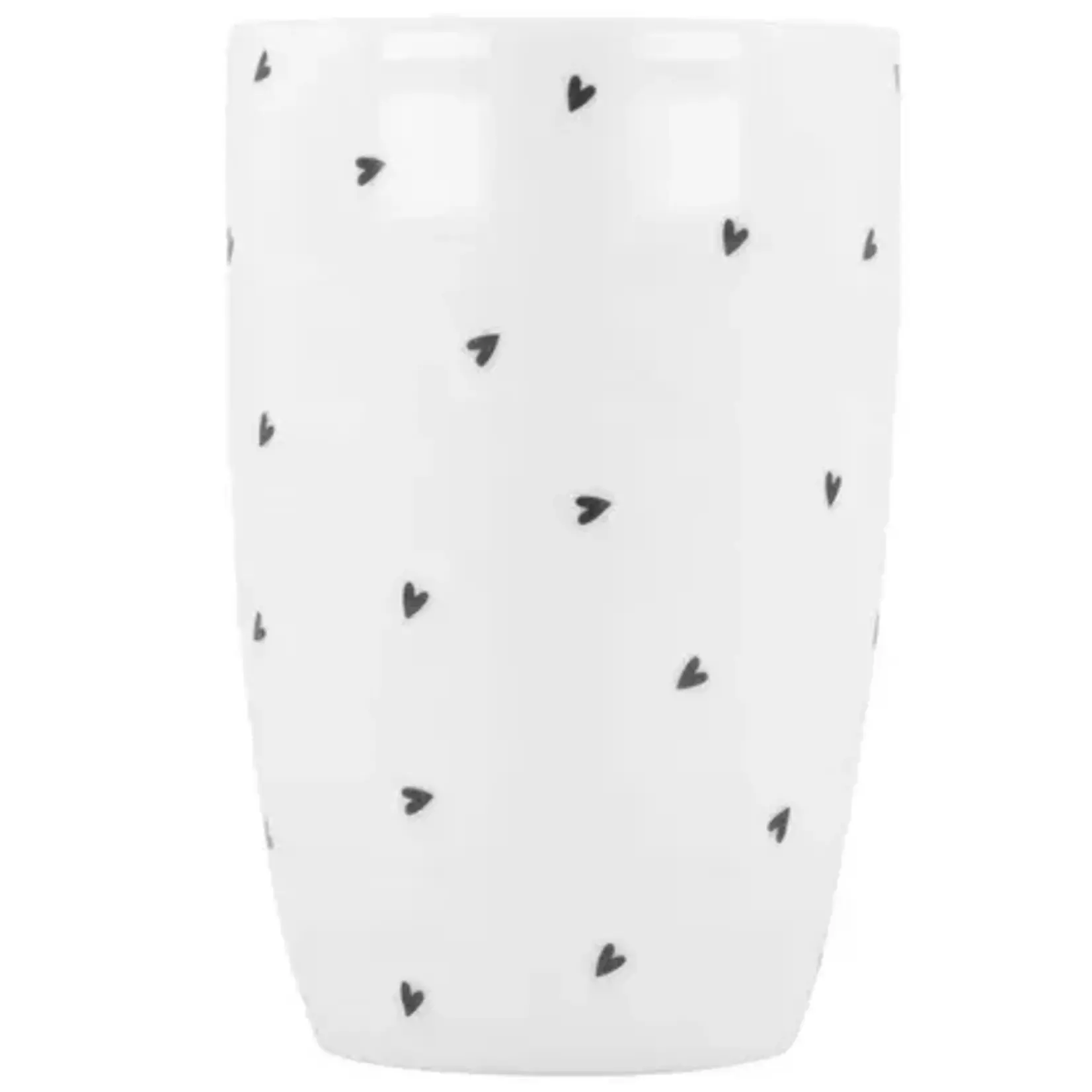 Zusss Mok L - Hartjes - Wit/Antracietgrijs - ∅8.5x13cm