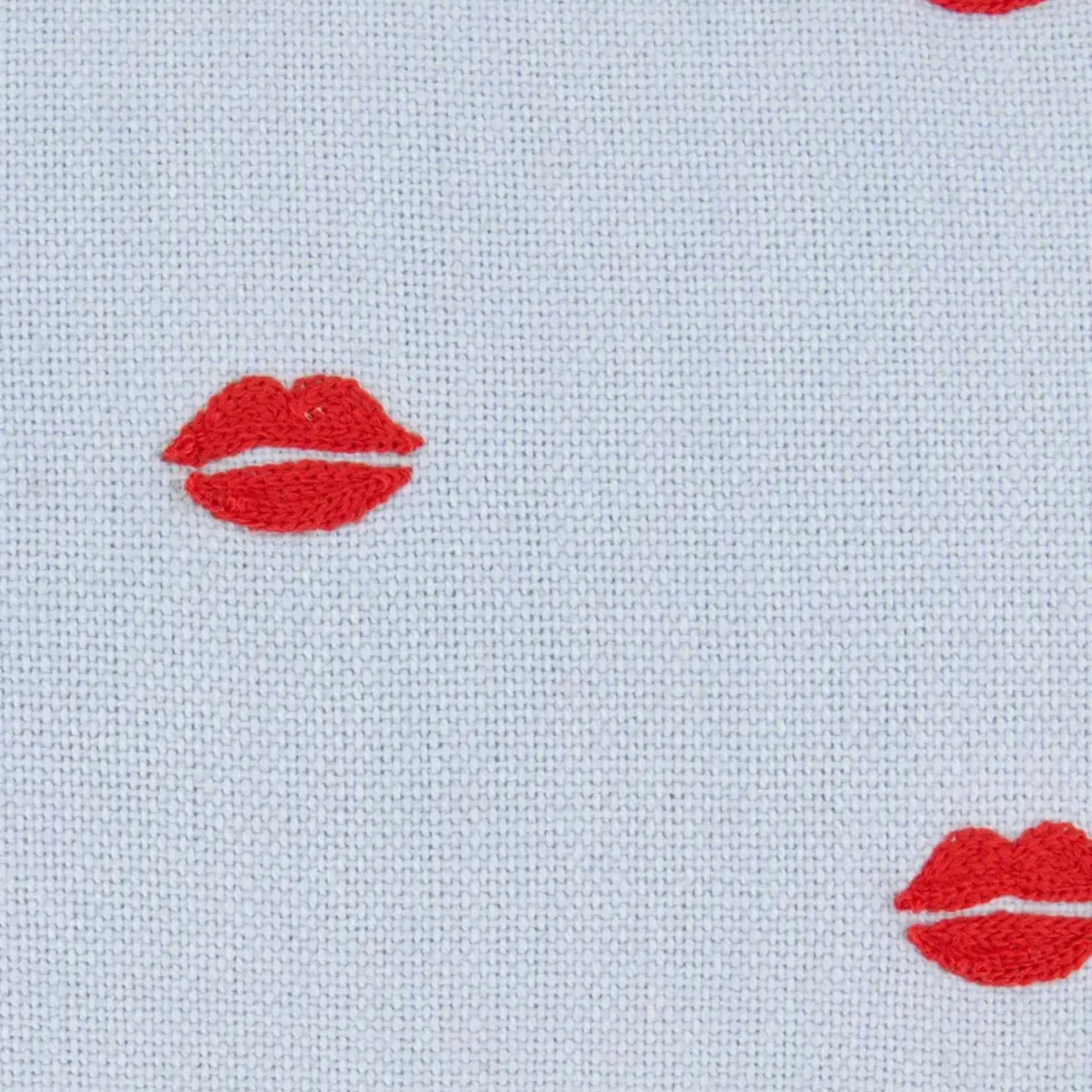 Zusss Kussen - "Bisous"/Mondjes - Blauw/Rood - 35x25cm