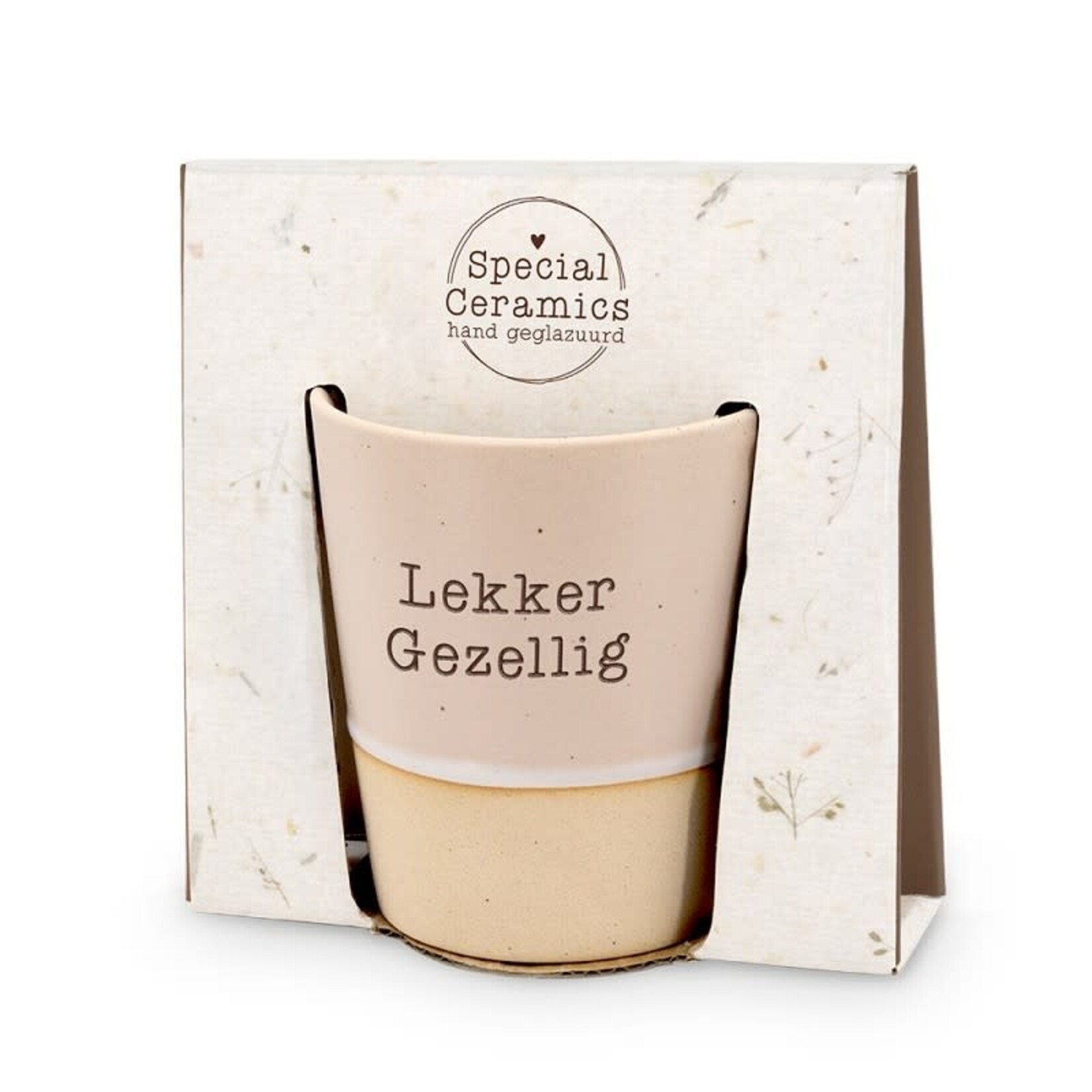 Mok "Lekker gezellig" - Keramiek - Roze/Beige