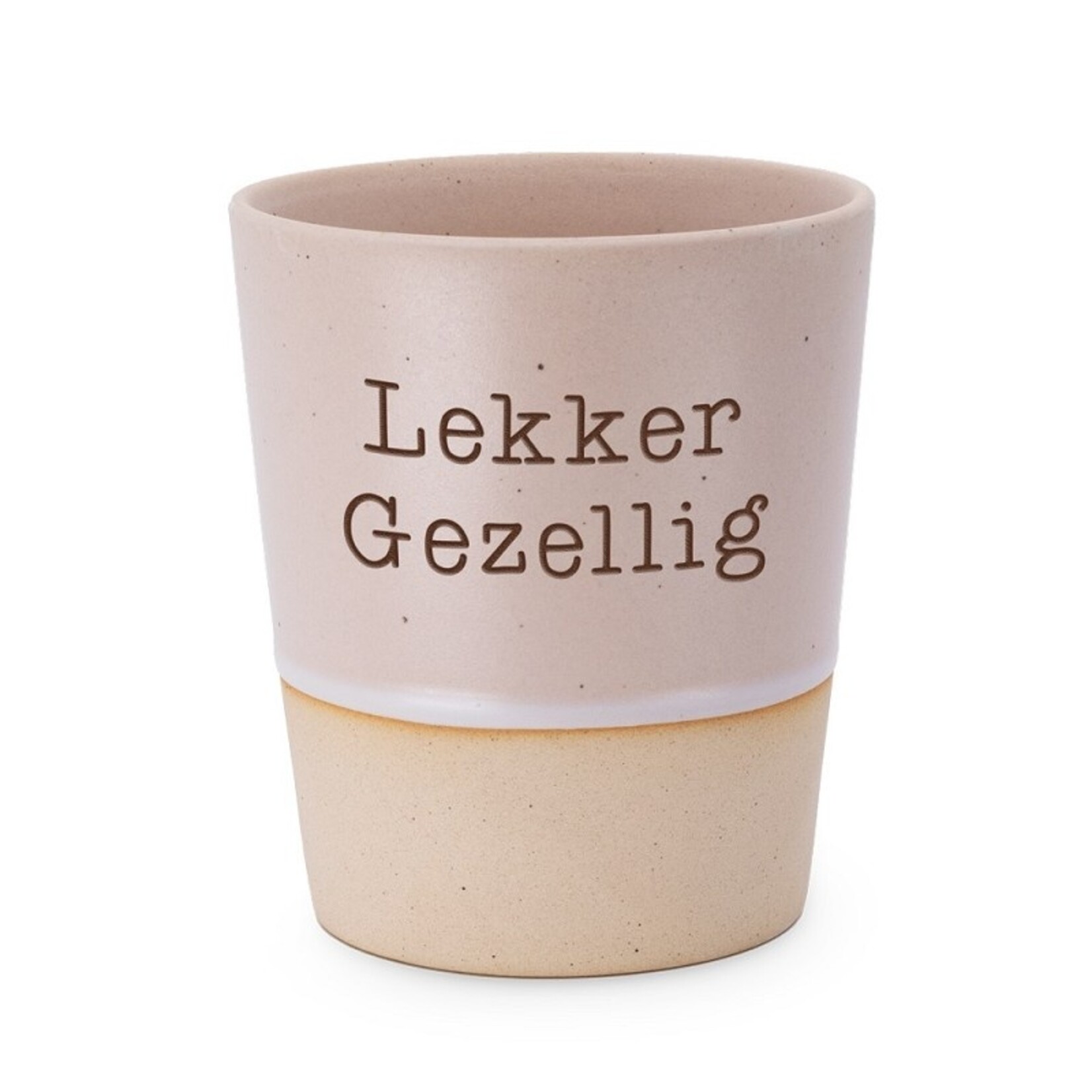 Mok "Lekker gezellig" - Keramiek - Roze/Beige