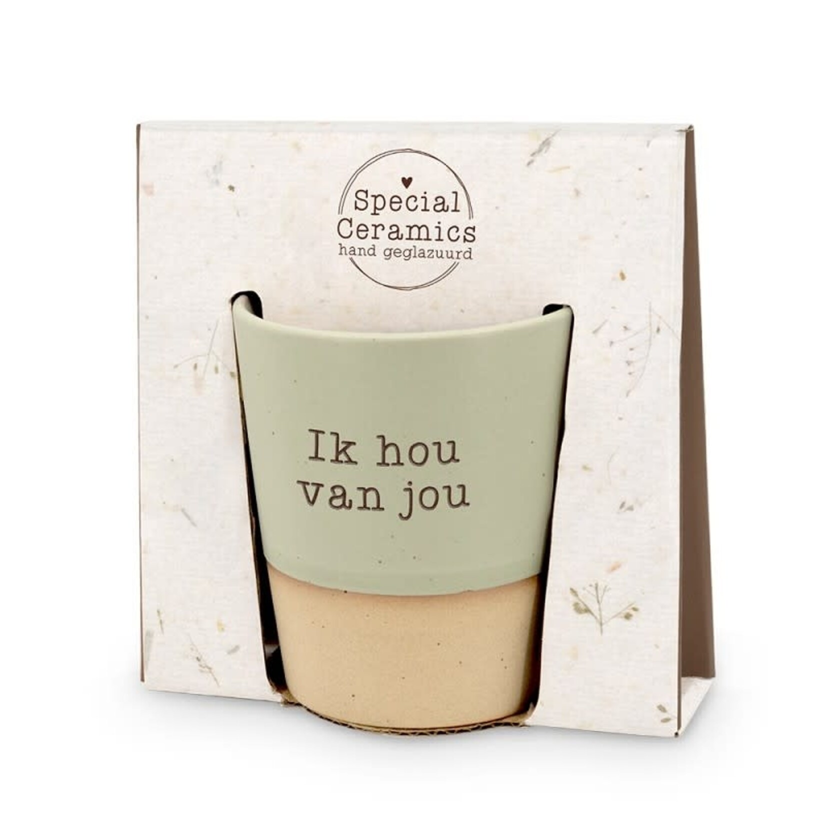 Miko Mok "Ik hou van jou" - Keramiek - Groen/Beige