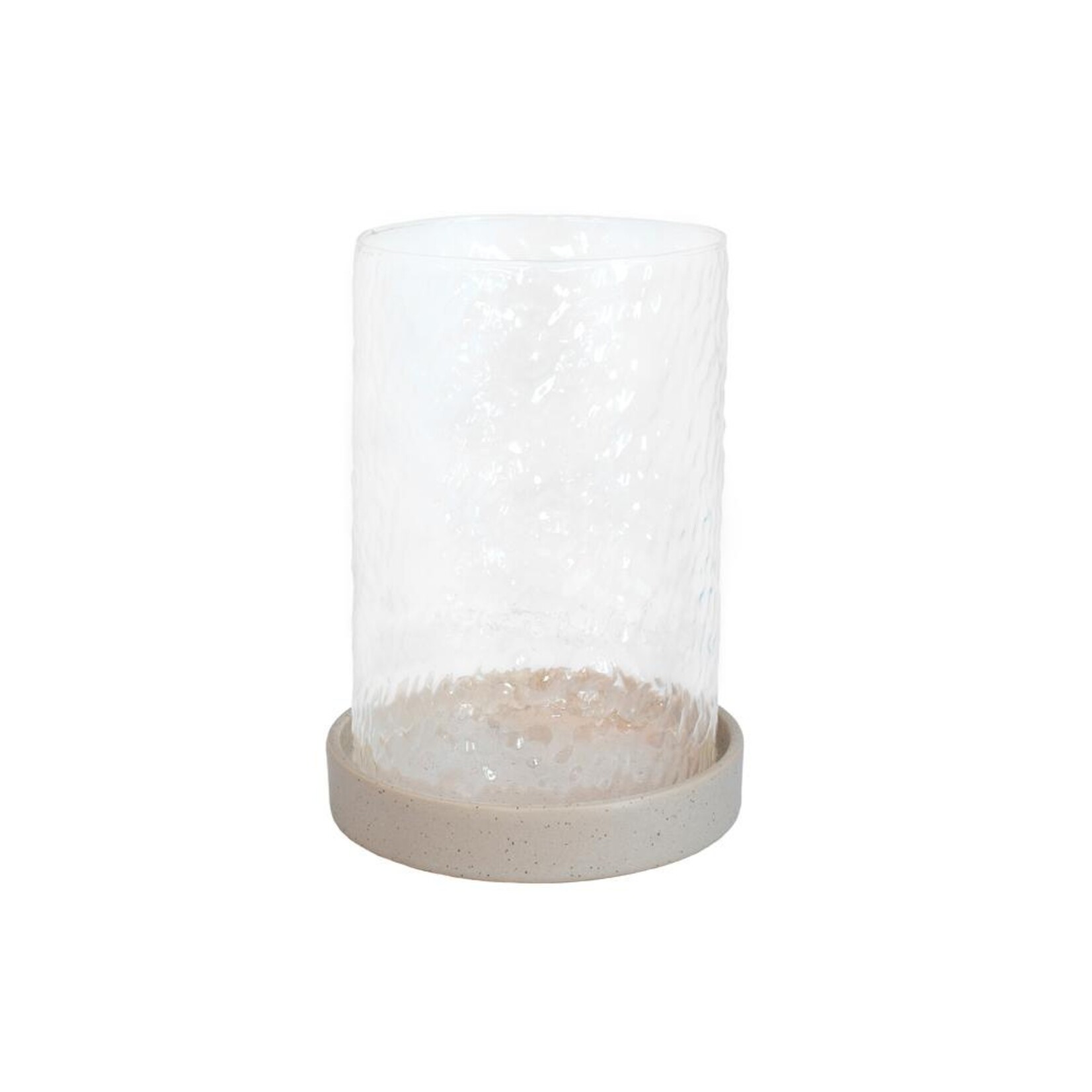Lantaarn LISE - Glas/Keramiek - Beige/Transparant - 17,5 x 24,5 cm