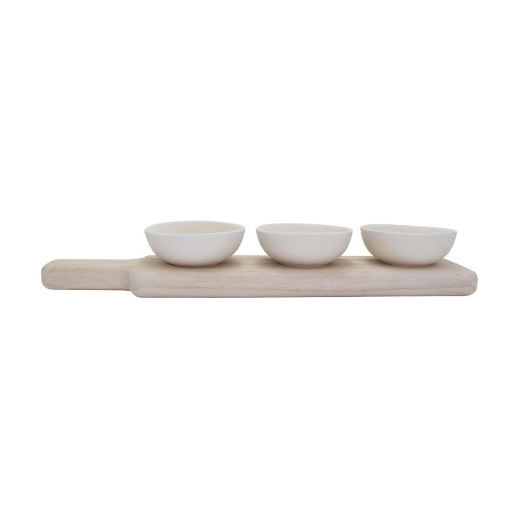 Leeff Serveer set SAAR - Keramiek/Hout - Zand - 4 delig