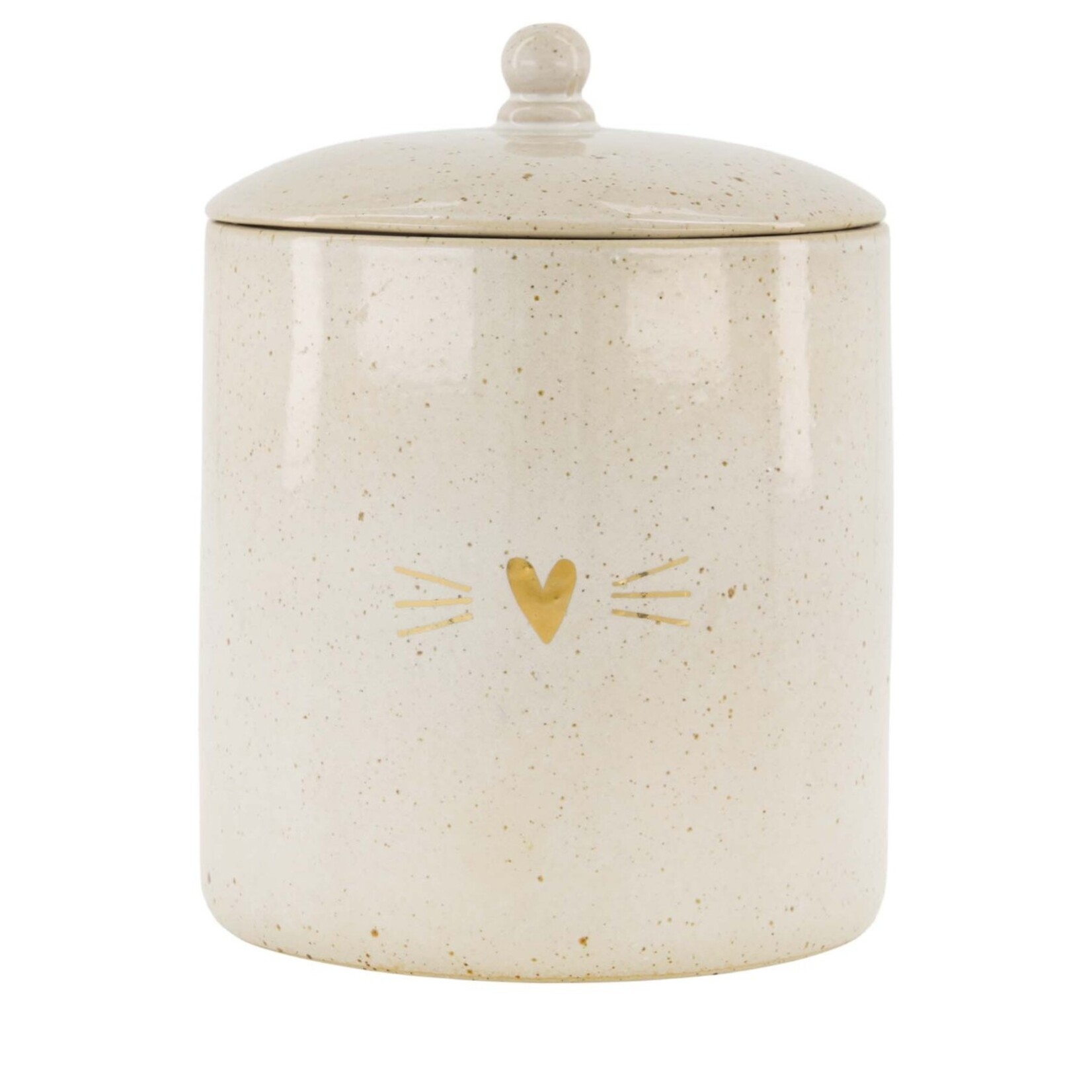 Zusss Voorraadpot met deksel - Kat - Keramiek - Zand/Goud - Ø12x16cm