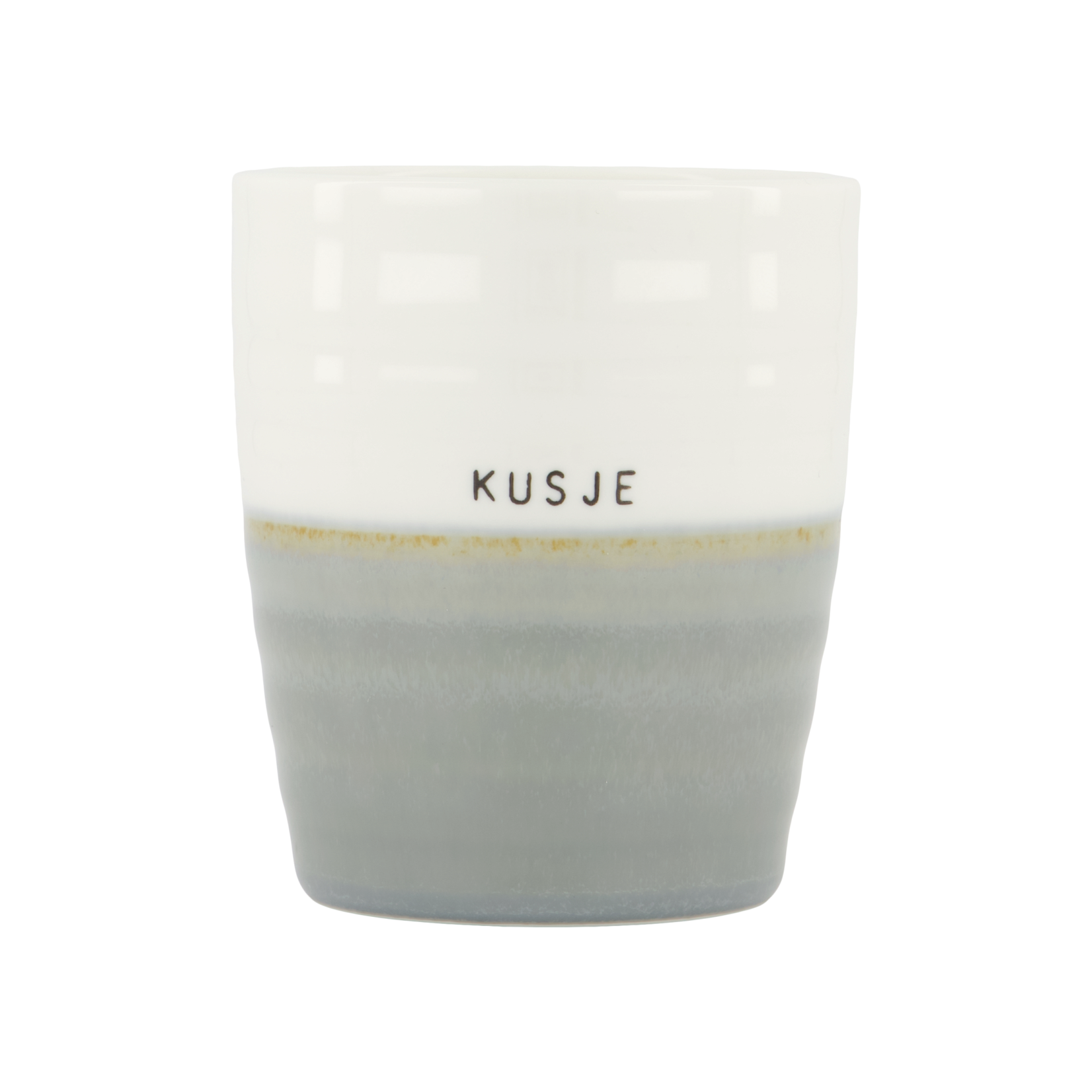 Zusss Mok (koffie) - "Kusje" - Blauwgrijs/Wit - Ø7,5x8,5cm