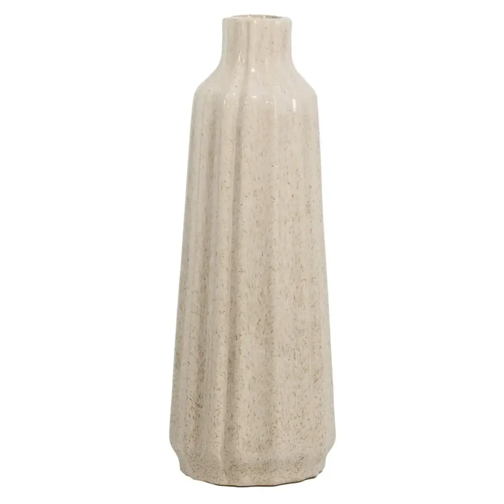 Vaas STRIPES - Aardewerk - Beige - Ø12 x 33,5 cm