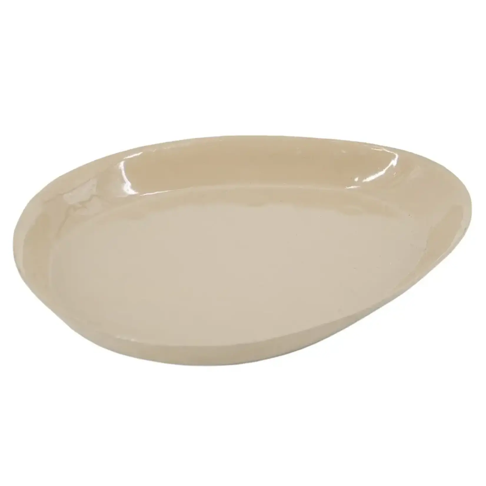 Schaaltje Organisch - Metaal gehamerd - Beige - 16x12x1cm