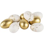 Paaseieren in zakje - PVC - Goud/Wit - 6cm - 9 stuks